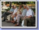 Old men hanging out at the park -- reminded me of the men on the movie IQ with Meg Ryan.