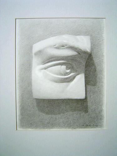 A drawing of a plaster eye, also for Observational Drawing