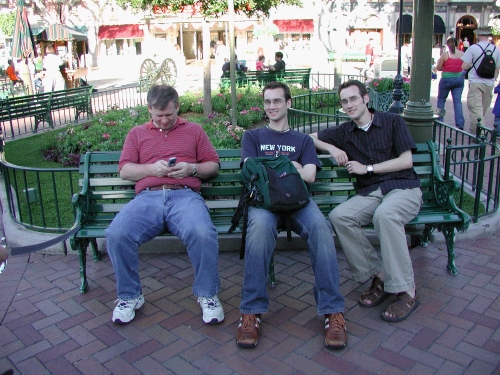 The men folk waiting while the rest of us shop.