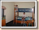 The little boys had bunkbeds and Clark enjoyed the top for a change.  (At home he's on the bottom.)