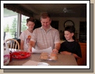 Elliot and Clark gave their Dad peanut butter cookies and a certificate to go bowling with them that expired the next day -- so they had to go that very morning!