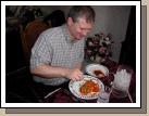 His Mom made Halusky for his birthday dinner.  It's a Czechoslovakian dish that has always been his favorite.  He even got  to take the leftovers home!