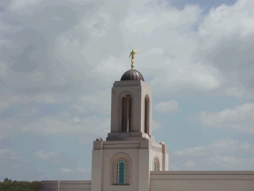 I think it is the only temple that has Angel Moroni on a dome instead of a steeple.