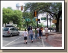 This is our group walking down to see the spot on the street where Kennedy's car was when he was assisnated.