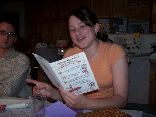 Madeleine shared a bit of Alan's birthday at Grandma's house with a gift and dessert from her grandparents.  