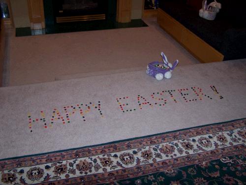 Our Easter Bunny always spells out Happy Easter with jelly beans -- he must be big on traditions.