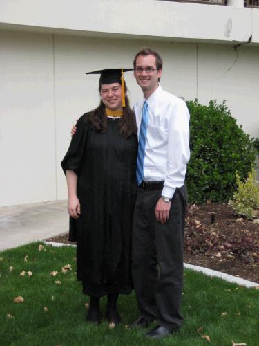 The happy graduate and her fianc.