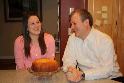 Madeleine and Alan enjoying their Happy Birthday Cake together.