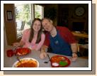 We made Alan change out of his white shirt because there is a tendency for the Halusky red sauce to jump onto your clothes.  Halusky is Alan's all time favorite dinner.  Madeleine picked the poppyseed birthday cake.