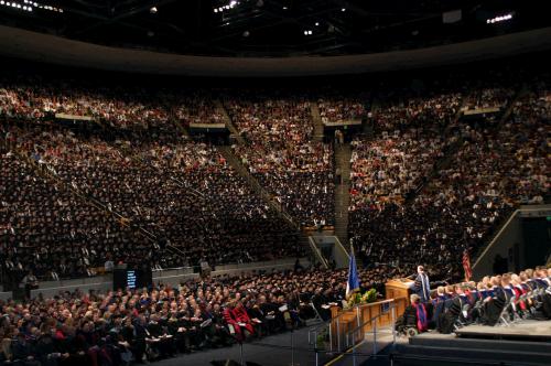 The Thursday Commencement with all the graduates at the Marriott Center.