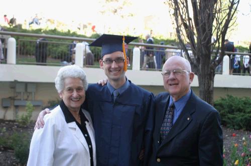 Loren with Grandma Pat and Grandpa Wally.