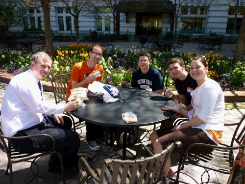 We had a picnic lunch out on the nice patio between the JSMB and the temple.  It was a beautiful spring day!