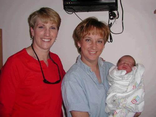 Aunties Melinda and Michelene.  Melinda would have her baby two days later.