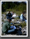 Madeleine writing in her science journal during her Interim trip in the Tetons.