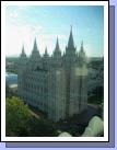 The Salt Lake Temple from the observation deck of the Joseph Smith Memorial Bldg.