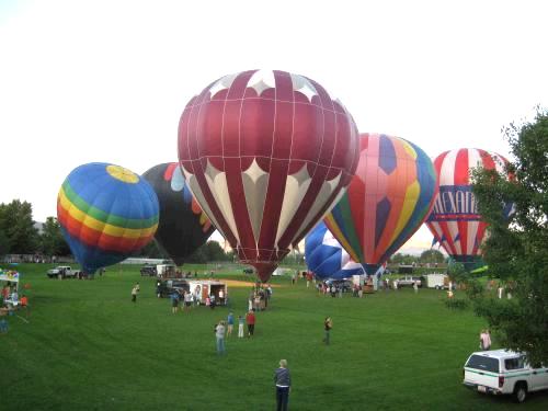 The balloons almost ready for launch.