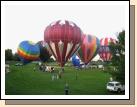 The balloons almost ready for launch.