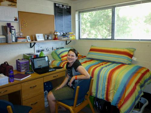 Madeleine all moved into her half of the dorm room in Whitney Hall, Heritage Halls.