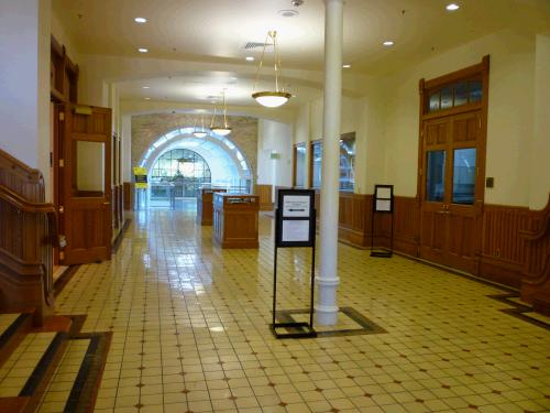 This is just inside the entrance of the original building looking toward the new library addition at the back.