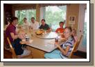 Everyone gathered around the table for the traditional Brown after school snack -- graham crackers and milk!