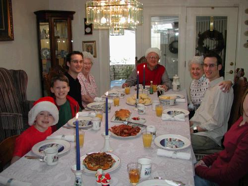 Scrambled eggs, bacon, sausage, orange rolls, poteca, pecan rolls, juice and hot chocolate with whipped cream.  Not a breakfast for the faint of heart!