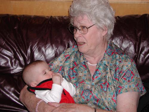 Aunt Shirley loves babies!  This is Melinda's baby, Karen.