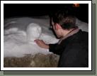 Phillip was snow sculpting - do you think it looks like me?  I hope not.