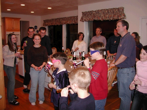 The whole group waiting with bated breath for the ball to drop.