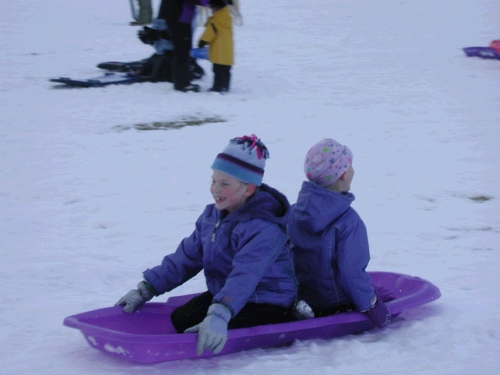 Briana and Marielle Hulme - leave it to Briana to take the ride backwards!