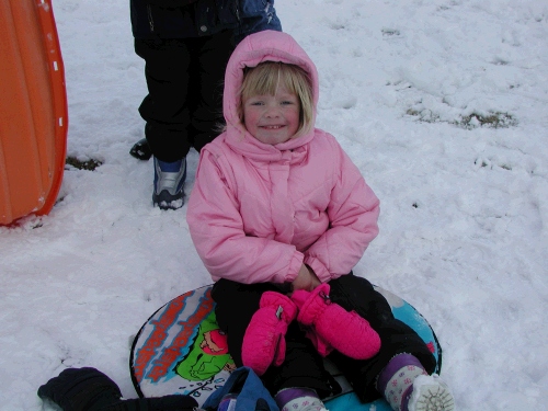 I think Bethany Israelsen liked sitting in the snow more than sledding in it!