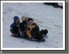 Justin Morgan, Clark Brown and Parker Morgan.
It took them three times before they all stayed on until they reached the bottom.