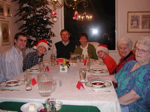 with Alan's parents and his Aunt Shirley -- and it looks like a couple of Santa's helpers.