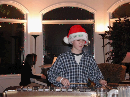 A little after-dinner entertainment -- Elliot at the marimba and his sisters at the piano.