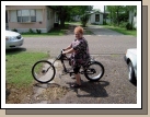 Sister Frankie, a unique member who is 4'7" and bought this bike that she calls her "Hardly Davidson."