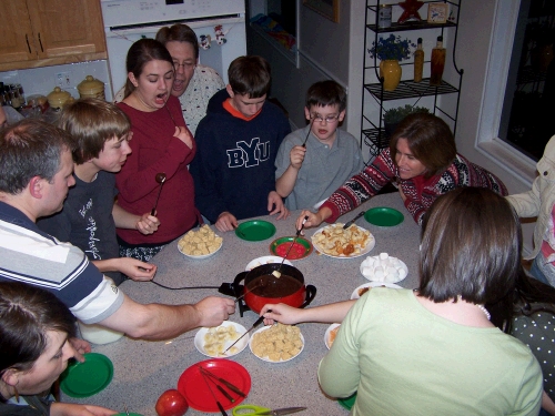 A big fondue party with our friends and neighbors, the Lundgrens.