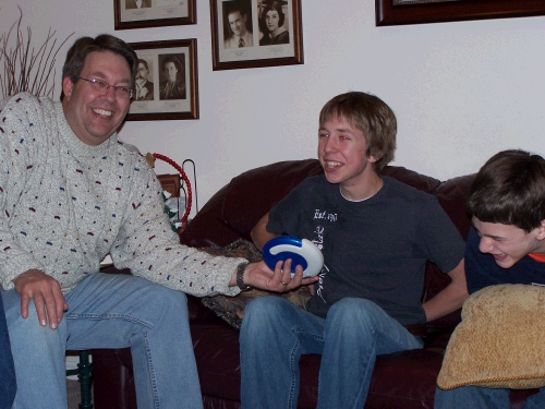 Kurt Lundgren kept wanting to play Charades at the same time, so he had to sit on his hands!