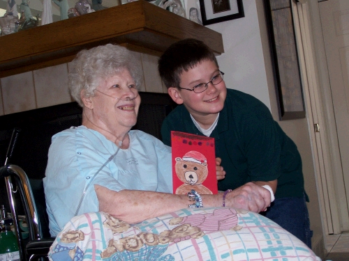 Clark made Shirley a teddy bear card -- she used to collect teddy bears and had hundreds of them.