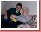 We gave Grandma a Bananagram game -- a fun way to play a word game without a board.