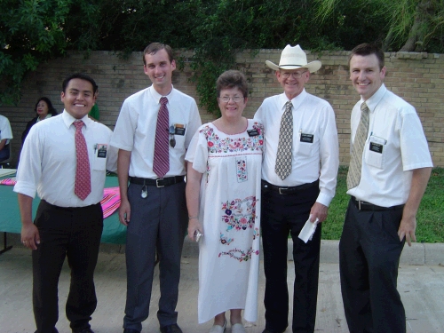 Loren with the senior missionary couple in their mission, the Hinckleys.