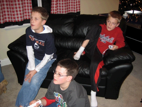 Parker, Clark, and Jusin playing the Wii