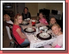 The "girl cousin" table -- L-R Adelheid Hulme, Emily Israelsen, Tess Brown, Briana Hulme, Marielle Hulme, Camilla Israelsen.