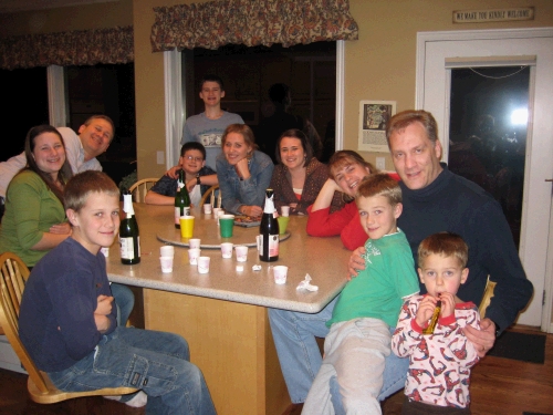 The whole group enjoying a New Year's toast!