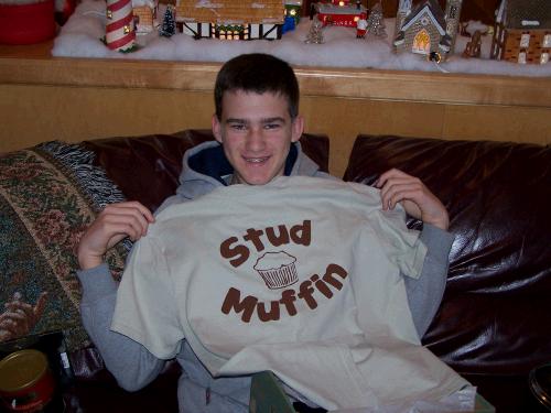 A fine example of Madeleine's creative efforts -- she made this especially for her "stud muffin" of a brother.