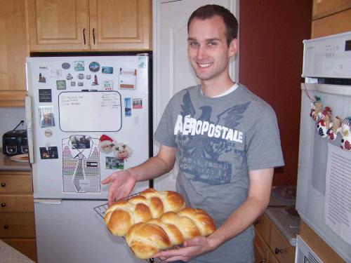 Loren showing off his beautiful (and tasty!) challa bread