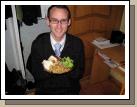 I just had to take a picture. See that broccoli, Mom? I'm eating my vegetables. And I'm wearing one of my new Christmas ties.