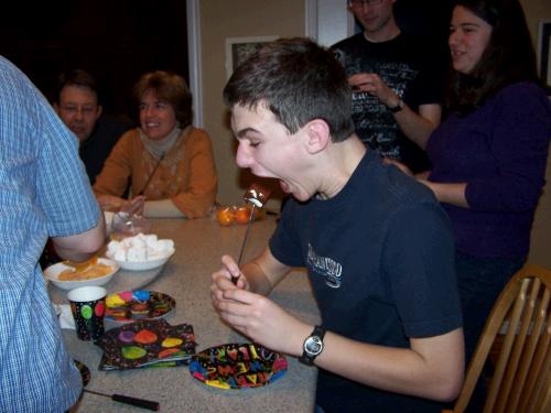 So Elliot is exaggerating a bit, but he was actually very excited for our traditional fondue night!