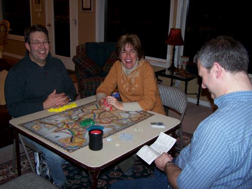 Trying out the new "Dice Expansion" game to "Ticket to Ride", one of our favorite games to play with our friends.