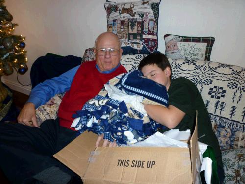 Clark loving his new BYU fleece blanket...so wonderfully soft.