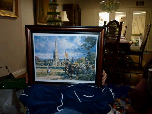 Pat and Wally visited Steeple Ashton this last summer. Steeple Ashton is the ancestral home of the Berrett family. This picture depicts the church with the famous steeple (but since the time of this painting and now, the upper part of the steeple was destroyed by lightning).