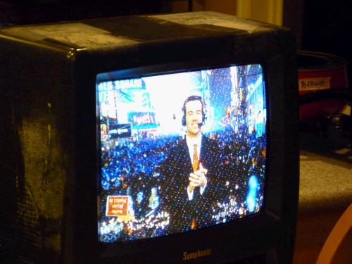 The big moment on Times Square.  For some reason we always get out our old travel TV and plug it in so we can watch the ball drop.  It makes me feel like a little kid again.  10...9...8...7...